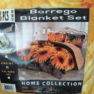 Home Collection Sunflower Borrego Blanket Set - Black and Orange